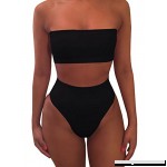 chimikeey Womens Sexy High Waisted Strapless Bandeau Plain Two Piece Bikini Swimsuits Bathing Suit Black B079DML71S